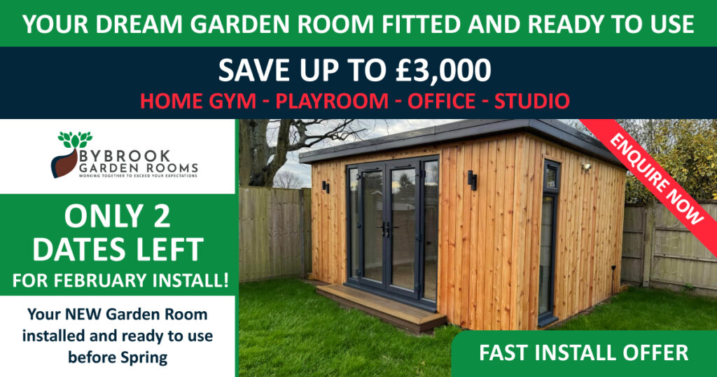 save up to £3,000 on your dream garden room, photo of a modern garden room